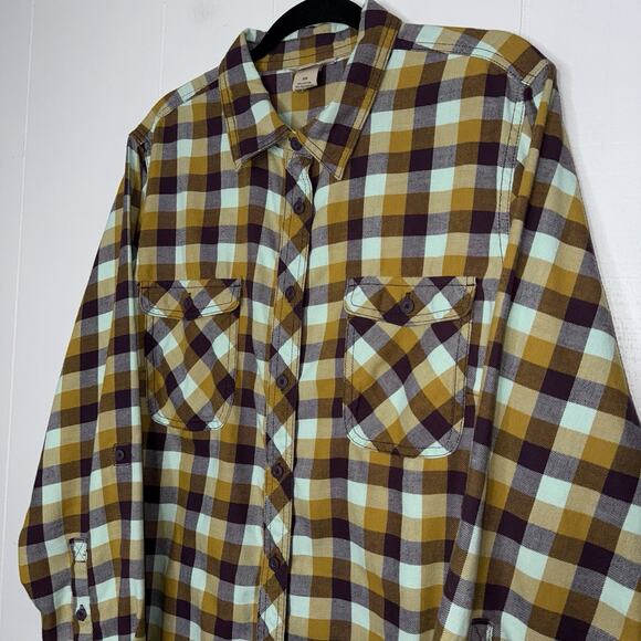 Duluth Trading Co Women’s Free Swinging Plaid Flannel Shirt Yellow Size 3X - Picture 3 of 4